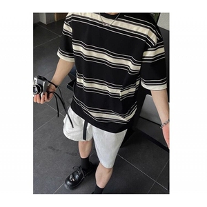 新款！纯棉高质量版型条纹短袖简约百搭cleanfit风男女同款 TW60图片