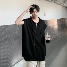 宽肩背心男夏季薄款马甲宽松半拉链立领无袖t恤运动坎肩BX11P35，男装背心/马甲，星座410-2