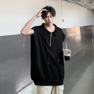 宽肩背心男夏季薄款马甲宽松半拉链立领无袖t恤运动坎肩BX11 P35图片