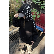 重磅oversize连帽卫衣星星印花美式宽松情侣长袖帽衫休闲外套，女装短外套，星座813-2
