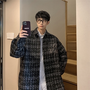 1港风小香风长袖夹克男大码M-5XL情侣潮夹克男CCS8019P45控68图片