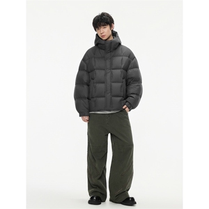 2025冬季泡芙穿刺工艺面内一体料连帽羽绒服潮牌百搭保暖羽绒服图片