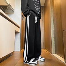 8XL-M特大码直筒运动裤微喇休闲长裤美式高街阔腿裤子KZ1923/P55，女装休闲裤，电商B238