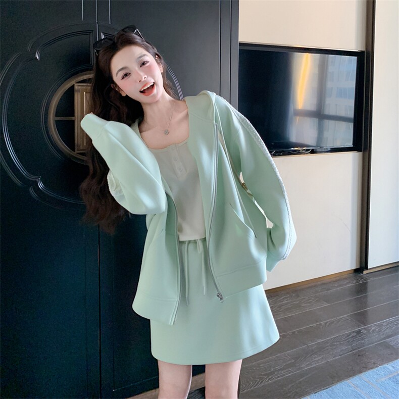 新款年后出绿色连帽卫衣短裙套装5533P180K288,女装套装/套裙,2C176