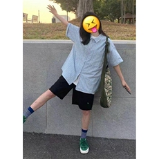 街头短袖衬衫女夏季半袖小众上衣条纹五分袖开衫衬衣CA150，男装T恤，星座1116A（原606A-3）