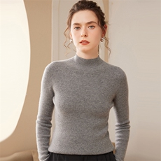 秋冬新款半高领显瘦修身纯色套头针织衫，女装羊毛衫，尚品绒