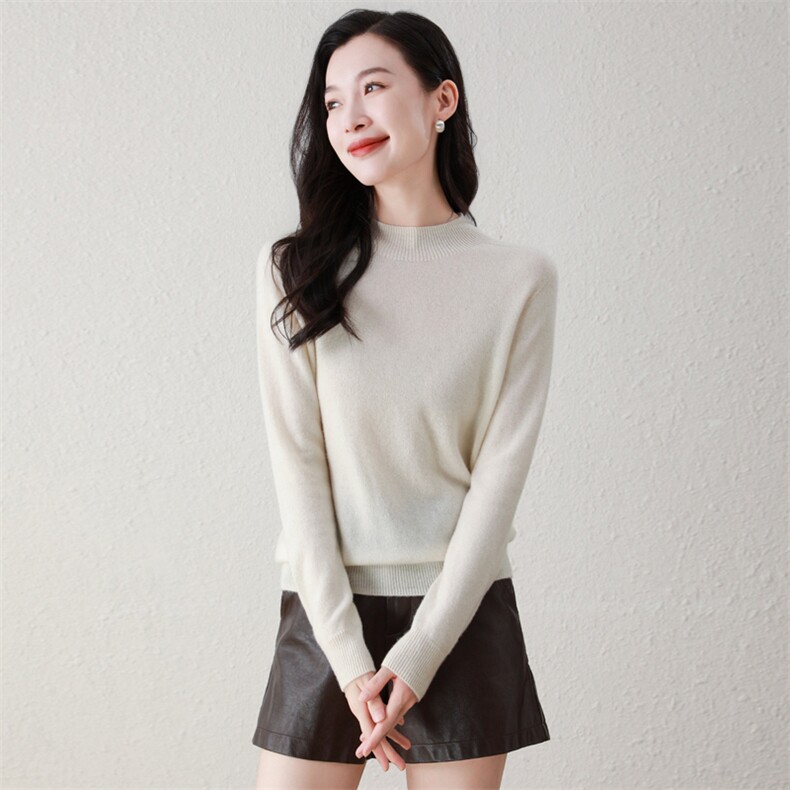 半高领羊绒衫女100%纯山羊绒秋冬新款洋气内搭长袖打底衫毛衣,女装羊绒衫,阿舍尔精品