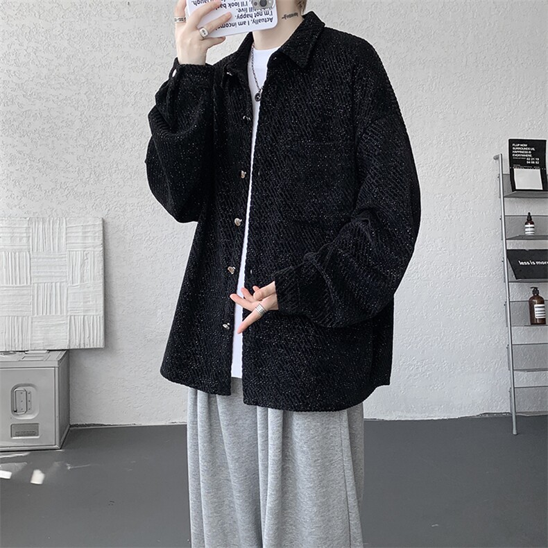 衬衫男秋季新款港风宽松大码小香风长袖衬衣CS7002-P42,男装衬衫,星座214-3