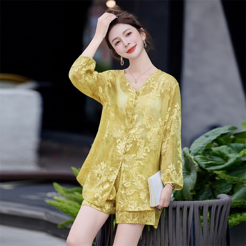 2025夏装新款新中式提花两件套,女装套装/套裙,曼琳思菲
