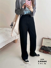 四面弹阔腿裤中腰直筒裤时尚潮流，女装休闲裤，洛丽兰可