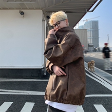 美拉德拉链大口袋美式复古做旧PU皮夹克X1213-DY2315-特P80，男装夹克，星座1213