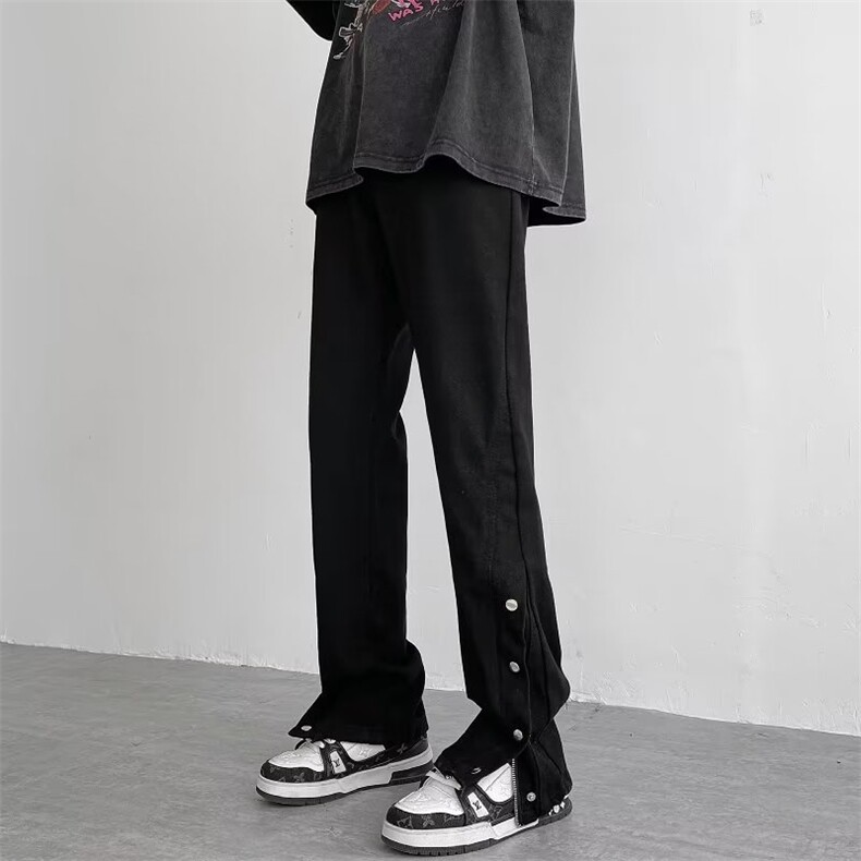 排扣牛仔裤男夏季潮牌修身直筒裤美式高街微喇宽松休闲裤NC28-p48,男装牛仔裤,星座1008