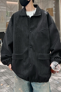 PY239/P90秋装新款痞帅外套男休闲皮衣男皮夹克复古宽松大码百搭图片