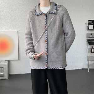 polo翻领针织毛衣男秋冬加厚外穿慵懒风羊毛开衫上衣外套MY1229图片