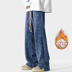 改加绒日系复古水洗直筒裤男时尚大码拖地裤K1165J加绒-P55，男装休闲裤，电商A082