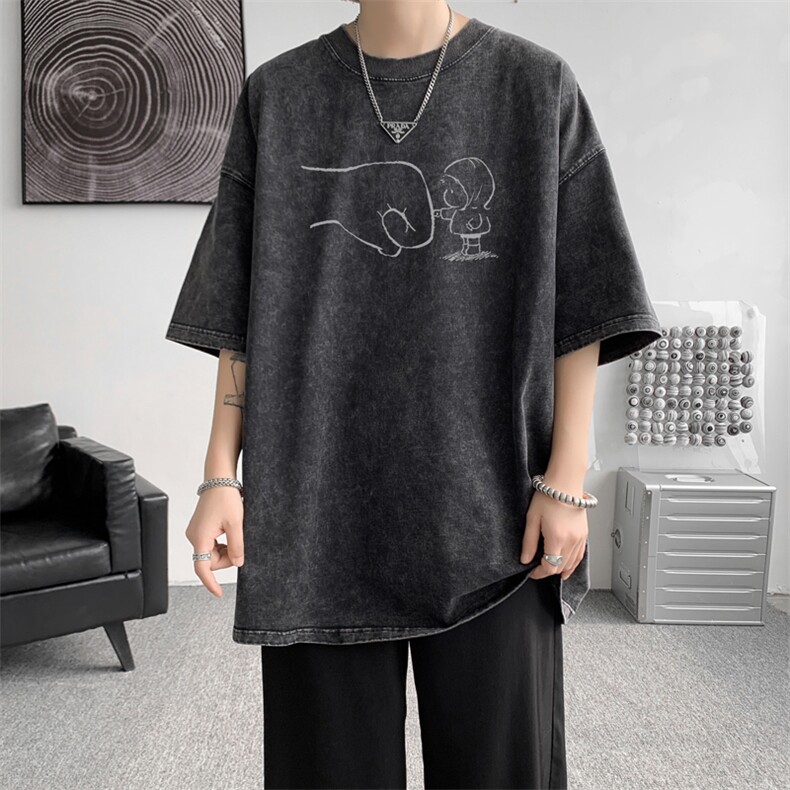 水洗重磅新款夏季复古简约短袖T恤男生宽松打底衫体恤DT3621/P35，男装T恤，电商B316