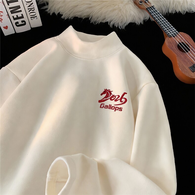 现货/新款重磅半高领刺绣德绒长袖B219A-DR2509-P25/DR2509JR-P35，男装卫衣，电商B219A