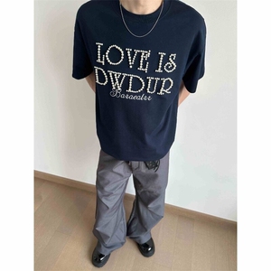 美式复古立体珍珠短袖T恤男宽松百搭情侣纯棉夏季上衣LW2211-P49,教男生休闲搭配的博主图片