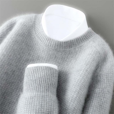 2025年秋季直筒型长袖时尚都市圆领时尚百搭通勤，男装羊毛衫，宇灿羊绒