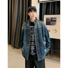 美式复古渐变牛仔夹克男宽松设计感小众设计感水洗外套潮JK2343，男装夹克，星座1116A-1（原606A）