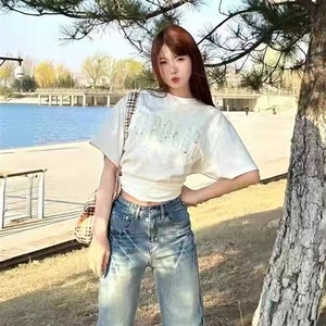 万针全刺绣工艺抖音得物高品质260克重磅纯棉双纱美式高街短袖T恤图片