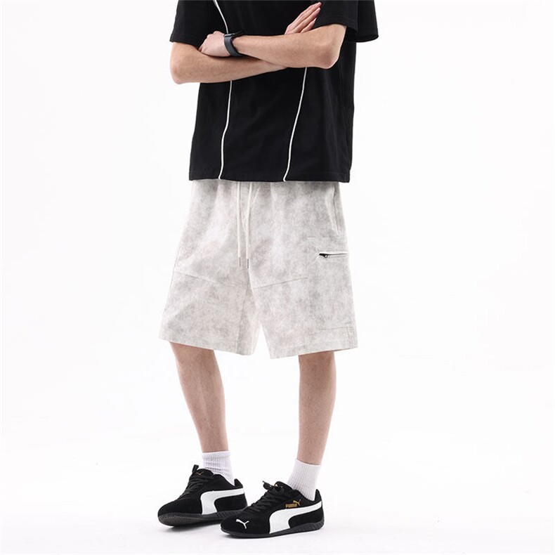 2025扎染美式复古工装短裤DK41M-5XLP35控58,男装牛仔裤,电商B325