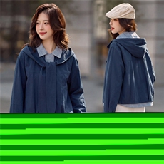 2026年春季新款时尚外套格纹拼接含披肩，女装短外套，依路服饰