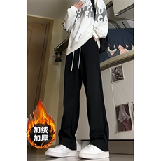 24秋冬美式侧褶皱阔腿垂坠感拖地百搭休闲卫裤男K3216-特38加绒48，男装休闲裤，电商A009A（原A058A）