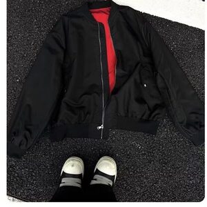 美式复古撞色内衬飞行服夹克男女高街vintage宽松机车棒球服外套图片