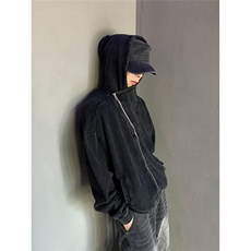秋冬连帽斜拉链卫衣百搭设计感美式开衫外套WA255-P64，女装短外套，星座208-5