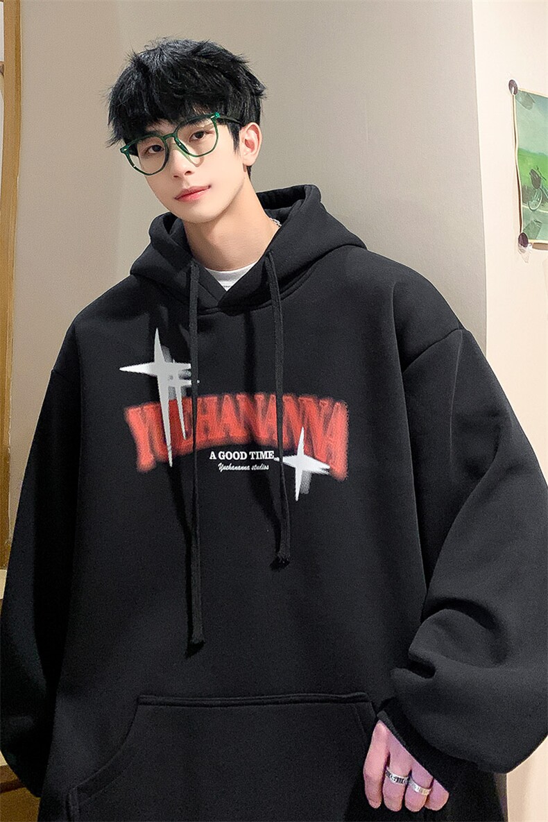 抖音供货、复合360克现货字母印花连帽卫衣宽松D223A-WY2210-P50,男装卫衣,电商019-1