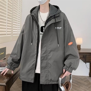 假两件男生连帽外套2025春秋新款棒球服双层套里学生夹克 JK32图片