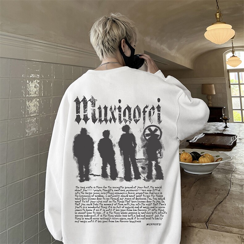 wassuphappy欧美短袖t恤男夏季薄款潮流宽松oversize情侣七分袖,男装卫衣,电商019-1