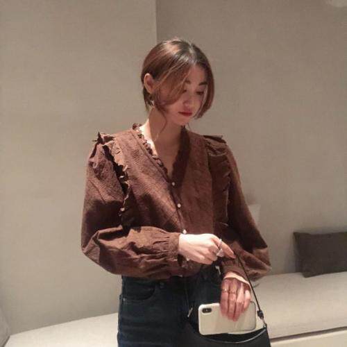 【现货】春季新款刺绣小花边精致衬衣，女装，新袖