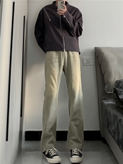 美式高街vibe拼接黄泥牛仔裤修身直筒裤XZ310A-4-NZ27JG，男装牛仔裤，星座310A-4