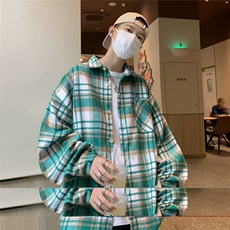 衬衫男长袖韩版潮流格子帅文艺2024秋季新款ins宽松外套C95-P43，男装衬衫，星座1109-3