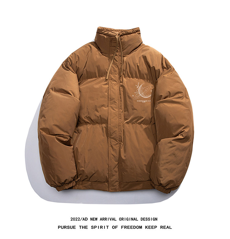 白鸭绒白底冬季潮流印花抽绳设计立领羽绒服YR212P195控258,男装羽绒服,电商A247-1