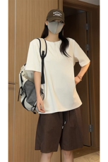 美式风简约重磅短袖T恤男女休闲宽松型百搭圆领上衣T3710-特价P27，男装T恤，电商A007