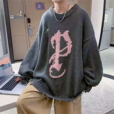 慵懒风复古宽松小众针织衫男女秋冬大码显瘦遮肚外穿长袖上衣，男装针织衫/毛衣，四季星座218-1