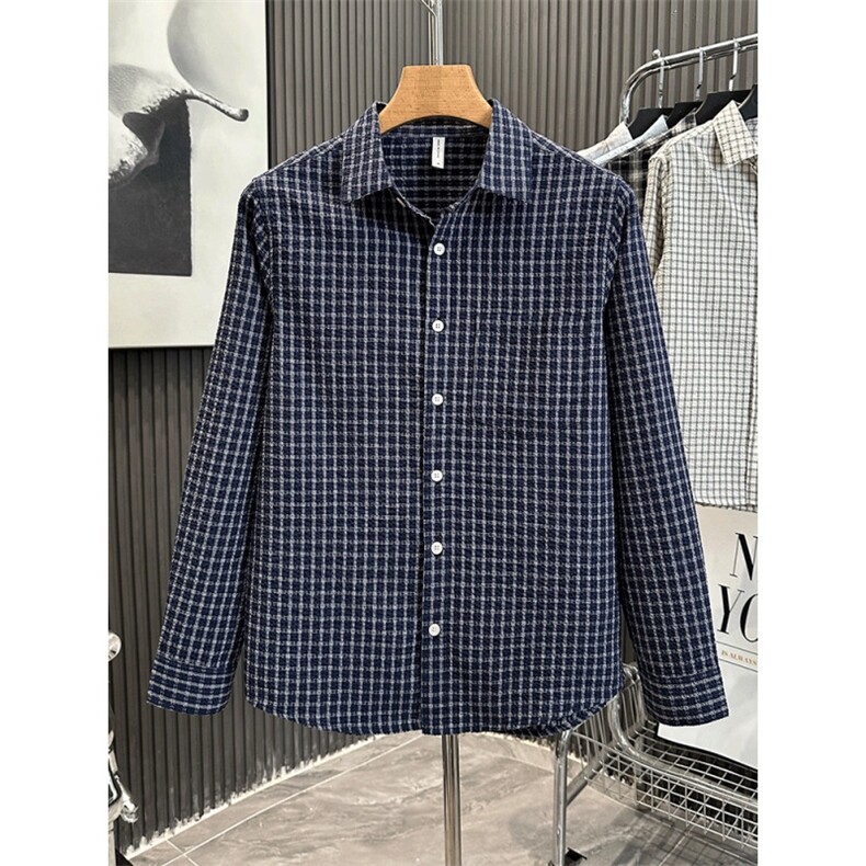 长袖衬衫男士春秋季格子时尚百搭文艺休闲宽松上衣外套衫DX26P45,男装衬衫,星座1013-5