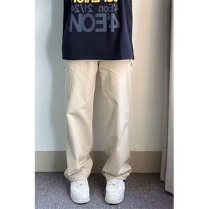 春季日系休闲工装裤口袋宽松直筒时尚长裤 网图 K4541-P40图片