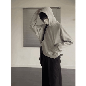 抖音得物二开 26春装美式高街短款廓形连帽卫衣男女外套LM01图片