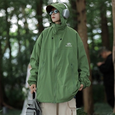 机能风连帽冲锋衣外套男女春秋季新款防水爬山户外夹克JK07-P58，男装夹克，星座1008