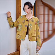 2025年秋新款民族风外套新中式提花短外套，女装短外套，慕依路