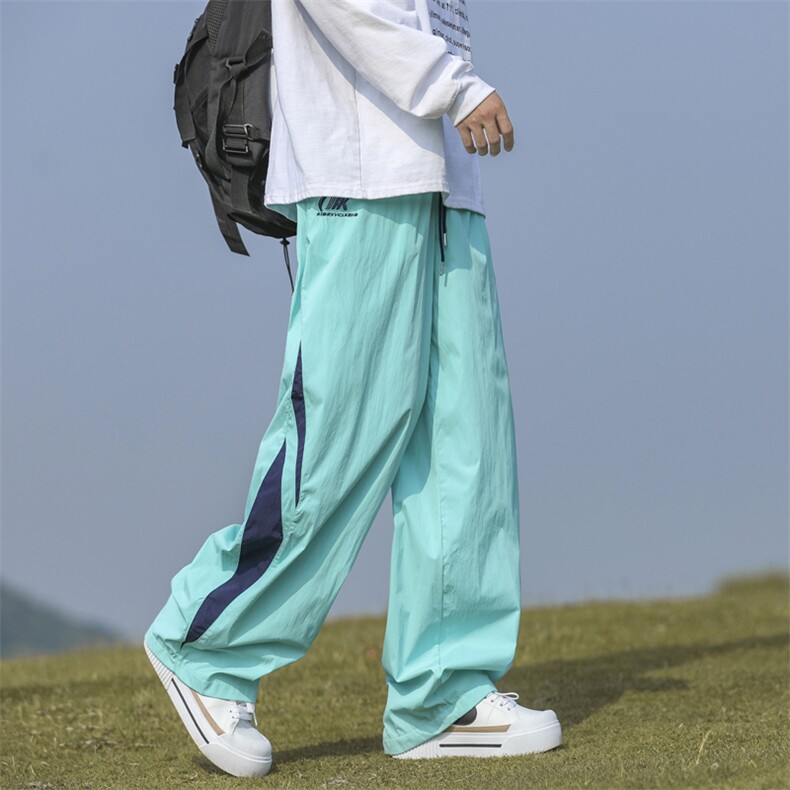 2024夏季新款港风美式日系复古冰丝皱条纹阔腿休闲裤 ZK3562-P40图片