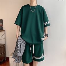 直播品质！2024夏季新款男士珠地短袖T恤套装学生一套TZP001P70，男装T恤，电商B220