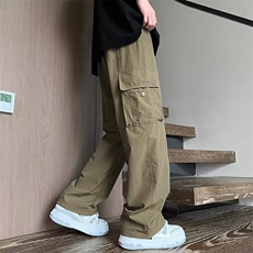 秋季潮牌多口袋工装裤男款复古宽松设计感抽绳休闲长裤K5596-P37，男装工装外套，星座412-3