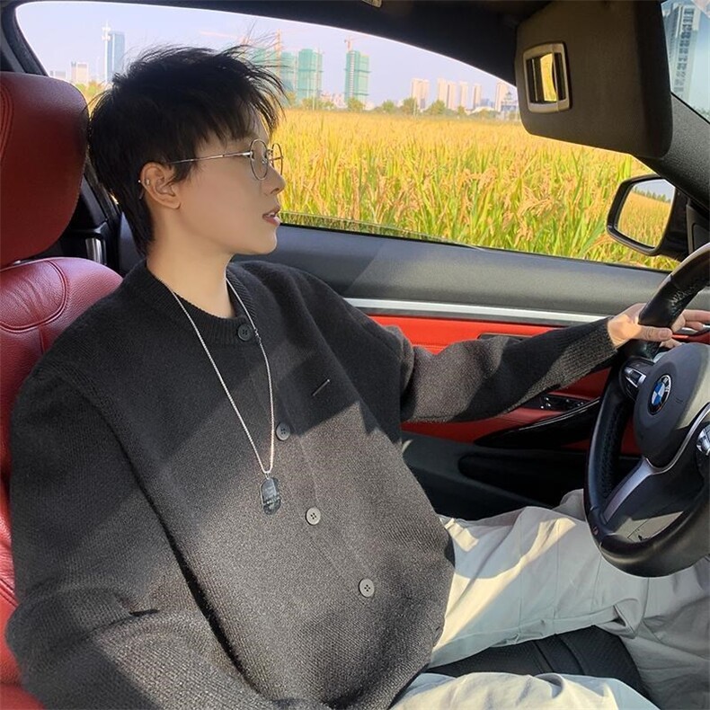 网图加厚现货84890-特P70美式开衫毛衣男秋冬潮牌外穿针织衫外套,男装针织衫/毛衣,电商D310B