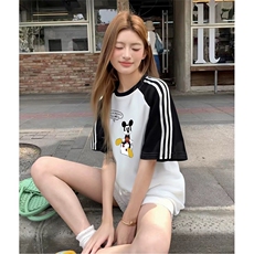 抖音得物品质二开240克宽松纯棉美式潮牌插肩三杠织带短袖T恤，男装T恤，电商A486
