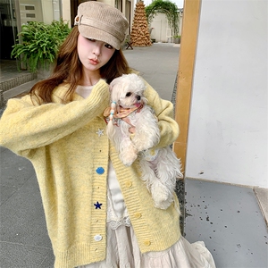 慵懒风灰色连帽毛衣开衫外套女秋季2025新款高级感宽松针织上衣潮图片